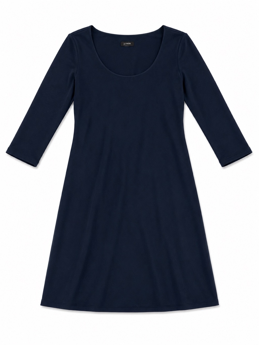 J.Crew Black Scuba Fit & Flare Dress 3/4 Sleeve Scoop Neck Women’s